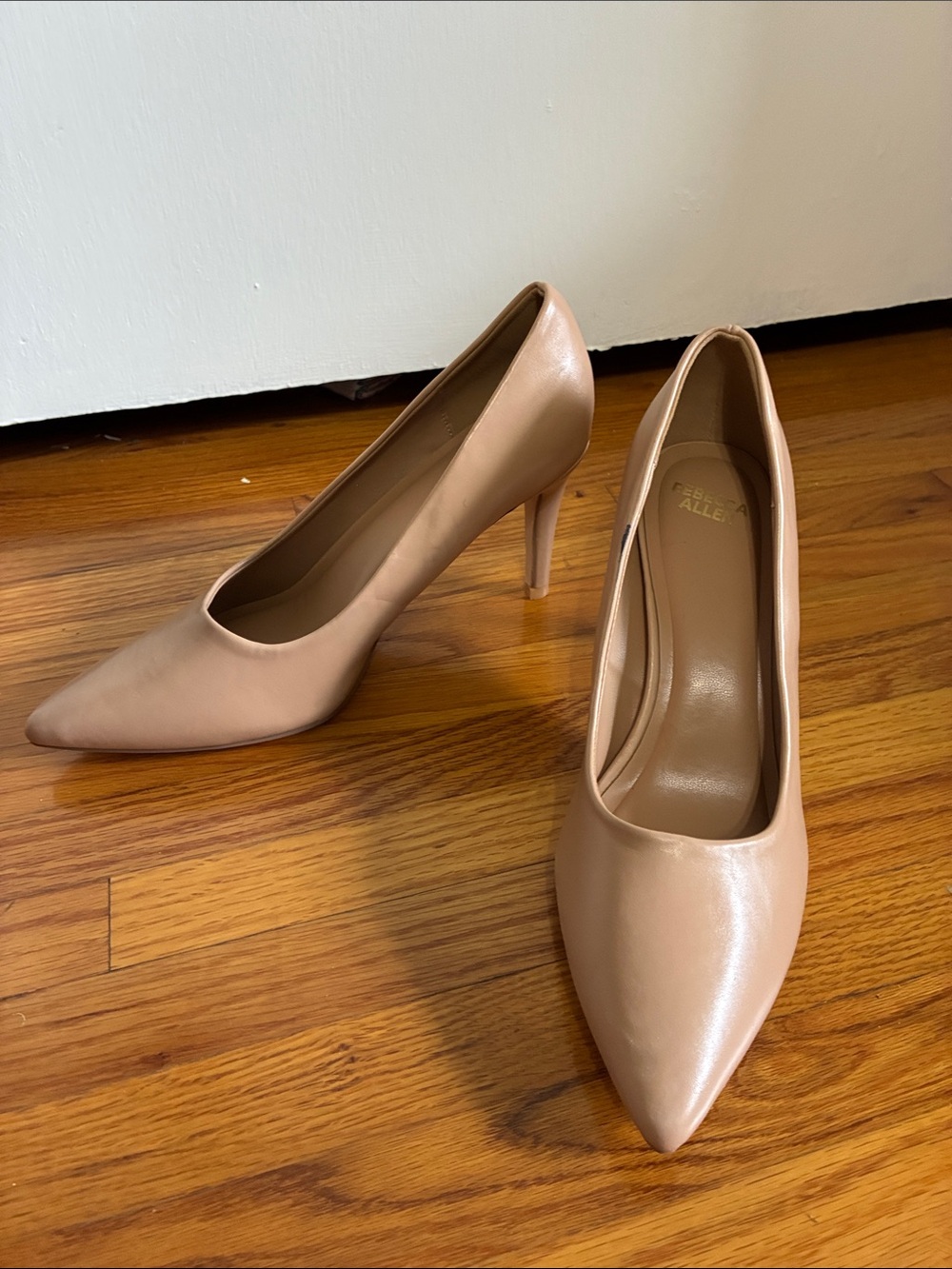 Pointed-Toe Nude High Heel Pumps